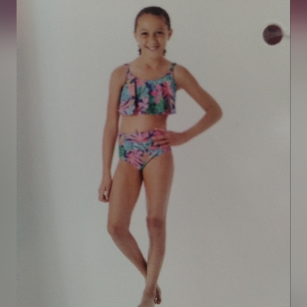 Nwt Tropical Print Girls Toddler Two-Piece Swimsuit